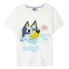 Camiseta de Manga Corta Infantil Bluey Blanco