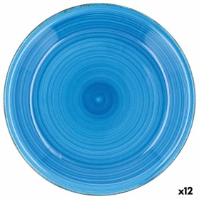 Plato Llano Quid Vita Azul Azul Cerámica Ø 27 cm (12 Unidades)