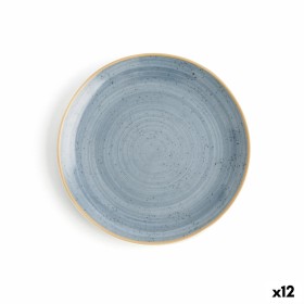Plato Llano Ariane Terra Azul Cerámica Ø 21 cm (12 Unidades)
