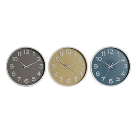 Reloj de Pared Home ESPRIT Azul Blanco Rosa Mostaza PVC 30 x 4