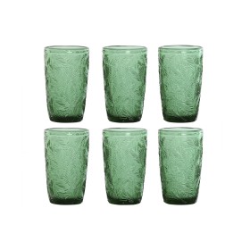 Set de Vasos Home ESPRIT Verde Cristal Con relieve 370 ml