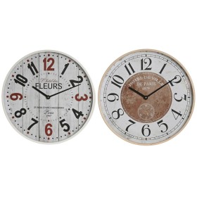 Reloj de Pared Home ESPRIT Blanco Cristal Madera MDF 40 x 4,5 x