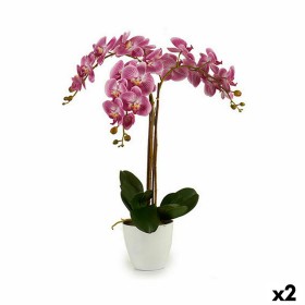 Planta Decorativa Orquídea Plástico 30 x 80 x 40 cm (2 Unidades)