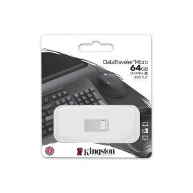 Memória USB Kingston DTMC3G2/64GB Corrente para Chave Prateado