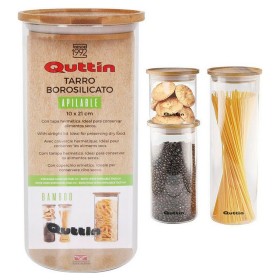 Bote Quttin Bambú Vidrio de Borosilicato Apilable (10 x 21 cm)