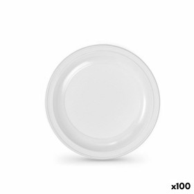 Set de platos reutilizables Algon Blanco Plástico 22 cm (100