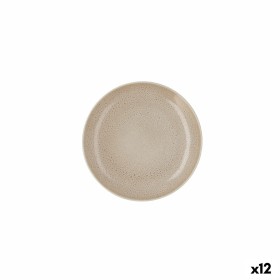Flad plade Ariane Porous aus Keramik Beige Ø 21 cm (12 Stück)