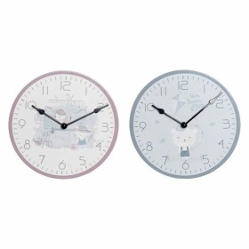 Reloj de Pared DKD Home Decor Azul Rosa Madera Metal Plástico