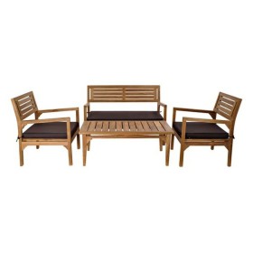Table Set with 3 Armchairs DKD Home Decor Teak 127 x 72 x 88 cm (4 pcs) DKD Home Decor - 1