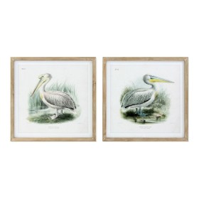 Cuadro DKD Home Decor Pelican Pájaro 60 x 2 x 60 cm (2 Unidades)