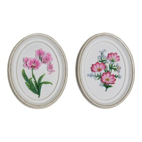 Decorative Figure DKD Home Decor White Pink Flowers 17 x 2,5 x