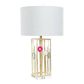 Lámpara de mesa DKD Home Decor Blanco Poliéster Metal Cristal