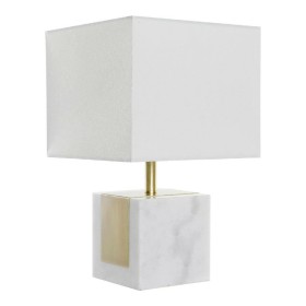 Lámpara de mesa DKD Home Decor Blanco Poliéster Mármol Dorado