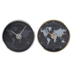 Reloj de Pared DKD Home Decor Negro Dorado Plateado Aluminio