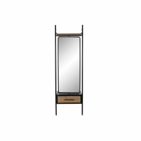 Free standing mirror DKD Home Decor Black Wood Metal Crystal