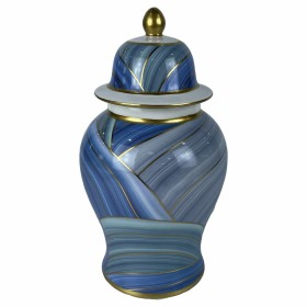 Vase DKD Home Decor Porzellan Blau Gold Moderne (17 x 17 x 31
