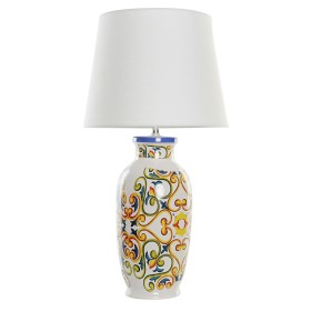 Lámpara de mesa DKD Home Decor Cerámica Lino Blanco (34 x 34 x