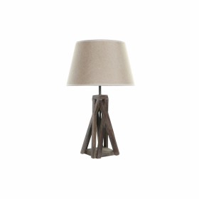 Lámpara de mesa DKD Home Decor Madera Algodón Marrón oscuro (35