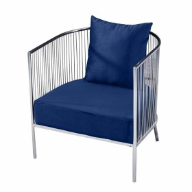 Armchair DKD Home Decor Polyester Steel Navy Blue (66 x 69 x 70