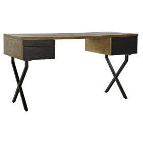 Desk DKD Home Decor Metal Oak Dark brown (140 x 60 x 77 cm)