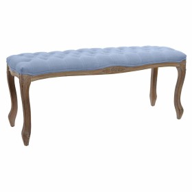 Bench DKD Home Decor Blue Polyester Rubber wood Light brown