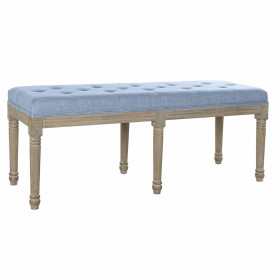 Bench DKD Home Decor Blue Polyester Linen Rubber wood (122 x 41