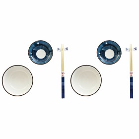 Set de sushi DKD Home Decor 34 x 29,5 x 7,3 cm Porcelaine Bleu