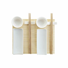 Set de sushi DKD Home Decor Bambou Grès Blanc Naturel Oriental