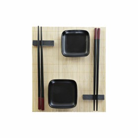 Set de Sushi DKD Home Decor Negro Natural Metal Bambú Gres