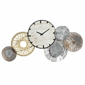 Reloj de Pared DKD Home Decor Gris Metal Círculos Madera MDF