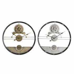 Reloj de Pared DKD Home Decor Plateado Dorado Hierro Engranajes