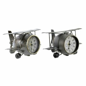 Reloj de Mesa DKD Home Decor 26 x 21 x 15 cm Avión Cristal Gris