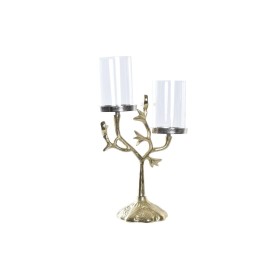 Candle Holder DKD Home Decor Crystal Golden Aluminium Birds (29