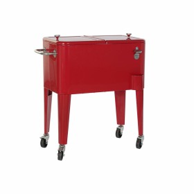 Nevera DKD Home Decor Rojo Con ruedas 74 x 43 x 80 cm Acero