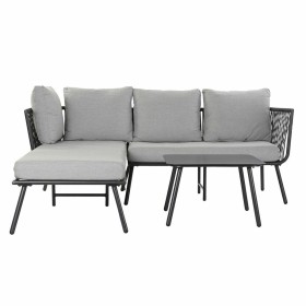 Sofá de Jardín DKD Home Decor Negro Metal Aluminio Cuerda 30 x