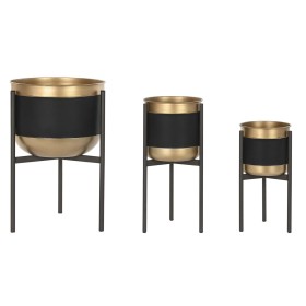 Set de Macetas DKD Home Decor Negro Multicolor Cobre Metal Loft