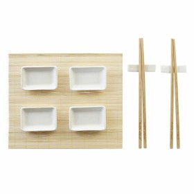 Set de Sushi DKD Home Decor Metal Bambú Blanco Natural Oriental
