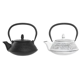 Teapot DKD Home Decor Black Stainless steel White (2 Units)