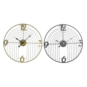Reloj de Pared DKD Home Decor Negro Dorado Metal Moderno 45 x 3