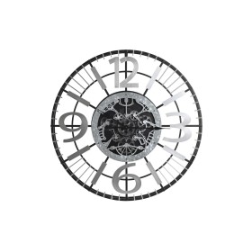 Reloj de Pared DKD Home Decor Plateado Negro Hierro (80 x 7 x