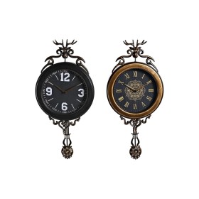 Reloj de Pared DKD Home Decor 27 x 7,5 x 57,5 cm Cristal Negro