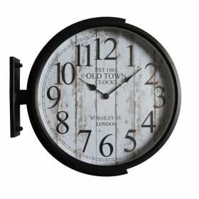 Reloj de Pared DKD Home Decor Cristal Negro Dorado Hierro Loft