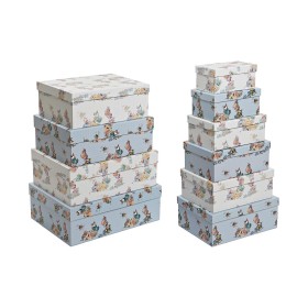 Set de Cajas Organizadoras Apilables DKD Home Decor Azul Blanco