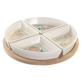 Snack tray DKD Home Decor 21,5 x 21,5 x 1 cm Beige White