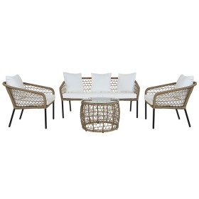 Table Set with 3 Armchairs DKD Home Decor White 137 x 73,5 x