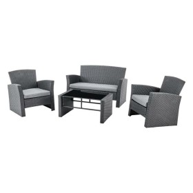 Table Set with 3 Armchairs DKD Home Decor Grey 124 x 72 x 75 cm