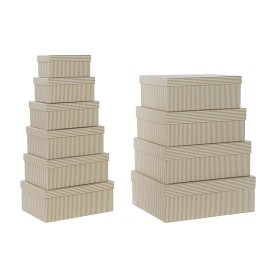 Set de Cajas Organizadoras Apilables DKD Home Decor Blanco