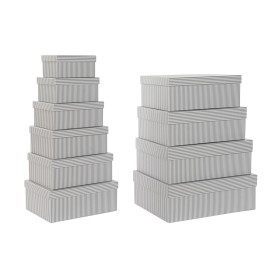 Set de Cajas Organizadoras Apilables DKD Home Decor Gris Blanco