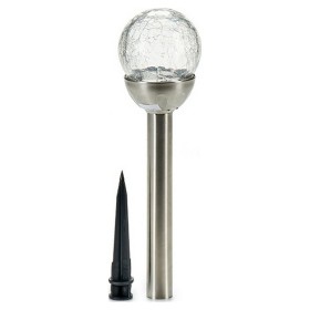 Lámpara con Forma de Bombilla Plata Metal Cristal 