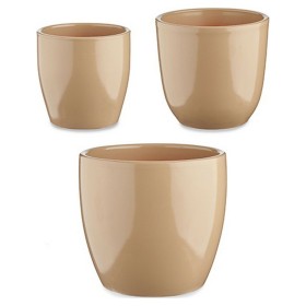 Conjunto de Vasos Bege Argila (3 Peças) (22,5 x 18,5 x 22,5 cm)
